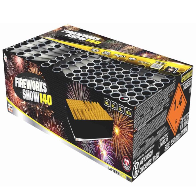 religion Kanon Bevidst Fireworks show 140 - Compound-batteri fra Klasek med 140 skud i 25 MM