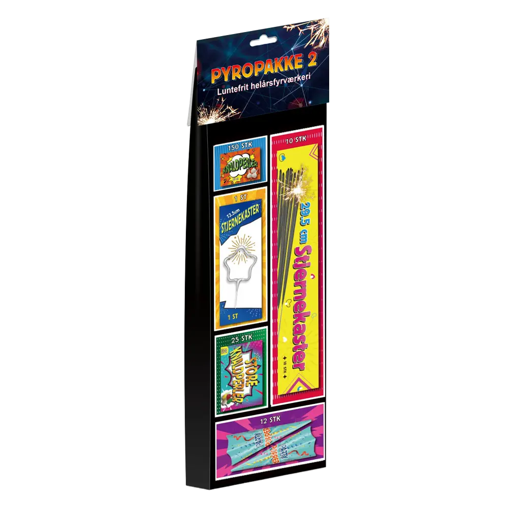 Pyro pakke 2 - stort luntefrit fyrværkeri sortiment